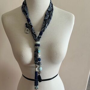 Blue and Silver Necklace with Intricate Design